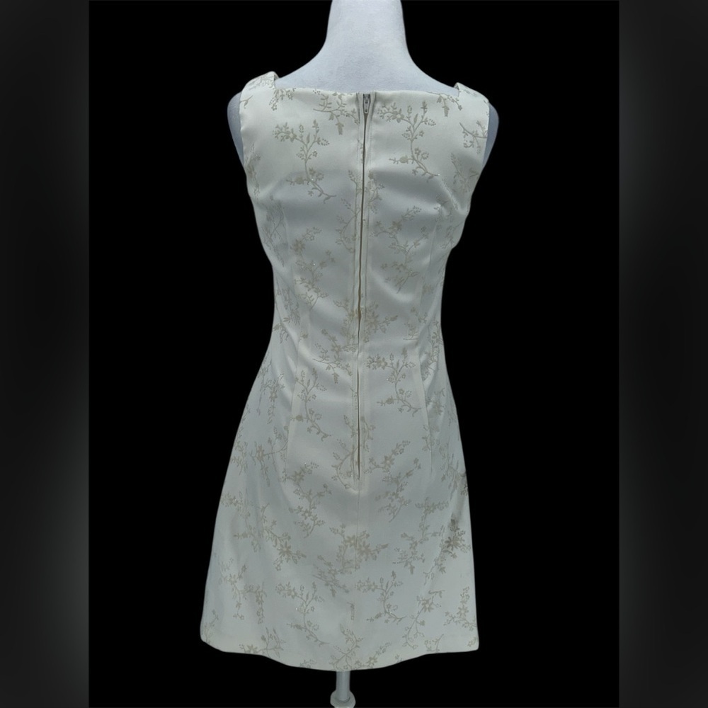 Jodi Kristopher Vintage Ivory Floral Cocktail Mini Dress Size 3/4 XS - Picture 5 of 12